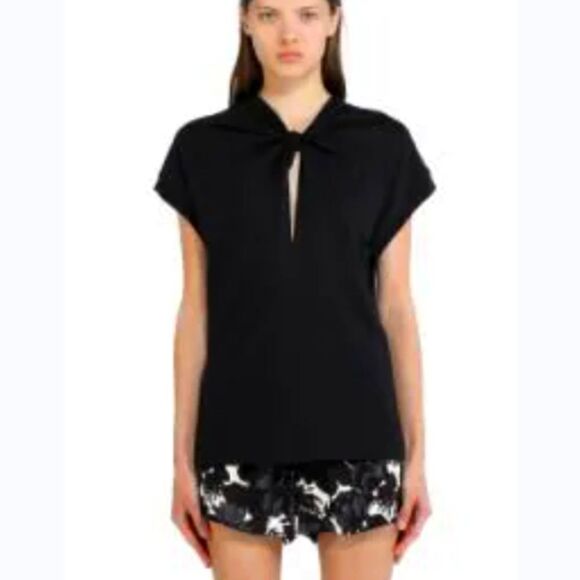 A.L.C. Twist-Front Top Jazzy Black Silk - Picture 1 of 9